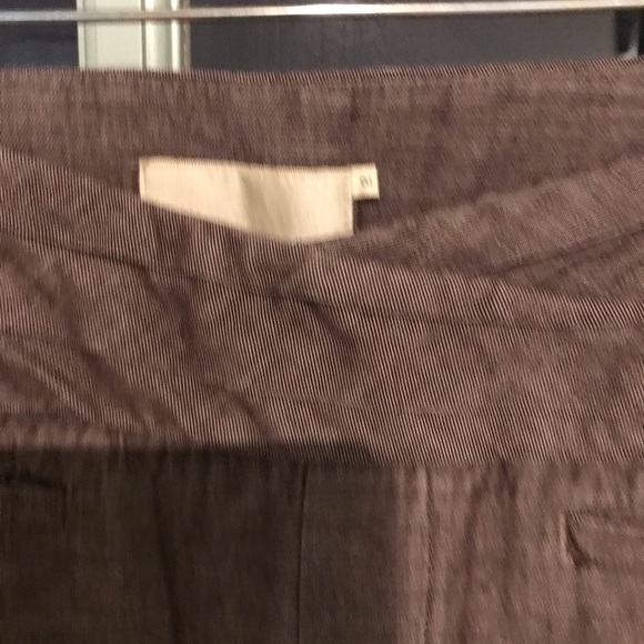 Anthropologie Elevenses Academia Wide Leg Brown Pants with side buttons size 2 - Picture 3 of 9